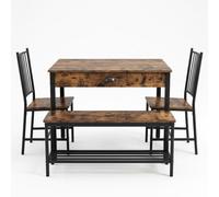 Garvee Set Mesa Comedor 4 Piezas con cajón, Gris, Ahorra Espacio Cocina