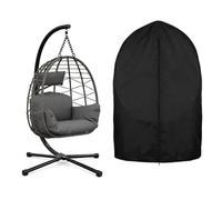 Garvee Silla Colgante de Huevo Plegable Vertical con Soporte de Acero Robusto, Cojines Impermeables y Funda Protectora para Jardín Terraza Balcón y Salón, Capacidad 150kg, Ratán Gris y Cojín Gris