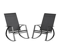 Garvee Silla Mecedora de Patio Extragrande - Estructura metálica Resistente - Diseño ergonómico y Moderno - Ideal para jardín, terraza, Piscina - Fácil de Combinar - Color: Gray Textilene 2 * 1