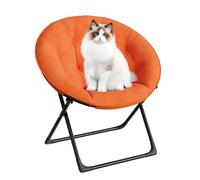 Garvee Silla Plegable Tipo Flor para Adultos, Sillón Grande y Cómodo con Cojín De Algodón y Estructura Metálica, Ideal para Dormitorio, Habitación, Juegos o Espacios Pequeños, Naranja/Negro