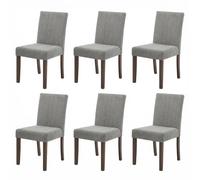 Garvee Sillas De Comedor De Tela Lino - Juego De 6 Sillas, Respaldo Alto Sillas Tapizadas, Patas De Madera Resistente, Color Gris, Adecuado para Comedor, Sala, Dormitorio