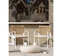 Garvee Sillas de jardín de ratán polirresistente con Cojines Transpirables - Juego de 4 - Apilables y ergonómicas - Estructura metálica Blanca Duradera - para Patio, terraza, Restaurante - Color: