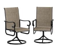 Garvee Sillas de jardín giratorias con respaldo alto, textileno resistente a la intemperie, de secado rápido, función giratoria de 360°, apilable para ahorrar espacio, marco de metal resistente a la