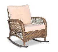 Garvee Sillón Mecedor, Sillón De Jardín con Cojín, Incluye Reposabrazos, Ideal para Jardines y Balcones Exteriores, Sillón De Ocio
