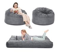 Garvee Sillón Puf Gigante De Pana para Adultos: Sofá Convertible En Colchón, Espuma De Alta Densidad, Funda Extraíble y Lavable