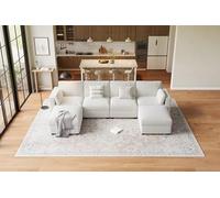 Garvee Sofá Individual Modular Amplio - Convertible y cómodo - Tapizado en Chenilla - con otomana, Ideal para Sala de Estar, apartamento u Oficina - Capacidad 4-8 plazas - Color: Rojo o Beige