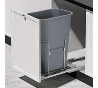 Garvee Soporte Extraíble para Cubo de Basura Estructura Deslizante de Acero Bajo Mueble de Cocina Rieles de Cierre Suave Silencioso Sistema de Montaje en Puerta Sin Contenedor para 35L plata