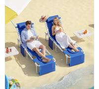 Garvee Tumbona Plegable Teslin, Cama Solar con Mesa, Azul Marino