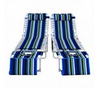 Garvee Tumbona Plegable Teslin, Cama Solar con Mesa, Rayas Blanco Verde