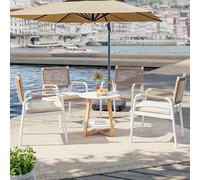 Garvee Versatilidad Elegante - Silla de jardín apilable o silla de ratán - Tejido transpirable, marco de metal, cojines, apoyabrazos, uso adicional, juego de 4 según modelo