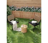 Garvee Versatilidad Elegante - Silla de jardín apilable o silla de ratán - Tejido transpirable, marco de metal, cojines, apoyabrazos, uso adicional, juego de 4 según modelo