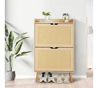 Garvee Zapatero Estrecho Madera con 2 Cajones Abatibles, 60 X 24 X 85 cm