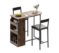 GarveeHome Ahorra Espacio en tu Comedor con Conjunto Compacto de Mesa y 2 sillas - Estantes de Almacenamiento Integrados - Ideal para Cocina, apartamento o rincón de Desayuno - Madera Resistente