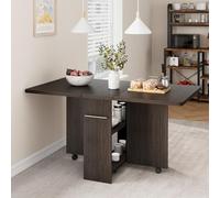 GarveeHome Ahorra Espacio y versatilidad - Mesa Plegable para Comedor o Cocina - con Ruedas, estantes Dobles y Hoja abatible - Ideal para 4 Personas y Espacios pequeños -1200×600×750 mm