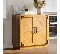 GarveeHome Aparador Buffet rústico de 80 cm para Comedor - Estantes Ajustables y Almacenamiento versátil - Negro y Roble