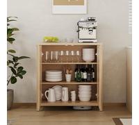 GarveeHome Aparador de 3 Pisos con Puertas de ratán con estantes Ajustables, Armario con Asas de Metal, para Comedor y salón, 87 x 35 x 90 cm