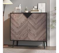 GarveeHome Aparador Moderno de 80 cm con estantes y Puertas - Gabinete Auxiliar Independiente para Comedor, salón o Entrada -Madera Gris veteado