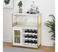 GarveeHome Armario para vinos, armario de bar industrial 70 x 35 x 92 cm, botellero ajustable con soporte de cristal, armario para cocina, comedor, salón, mueble de bar café - C