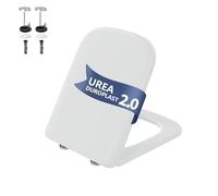 GarveeHome Asiento de Inodoro Cuadrado de Duroplast UF Blanco, Cierre Suave, Liberación Rápida, Bisagras Ajustables, Fácil Limpieza, Tapa WC Universal para Baño