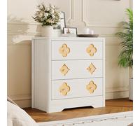 GarveeHome Cajonera Alta Madera 5 Cajones - Diseño Boho Blanco