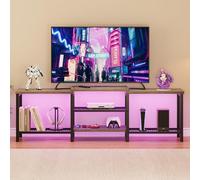 GarveeHome Centro de Entretenimiento Moderno para TV hasta 75 Pulgadas - con Luces LED y estación de Carga - Estantes Abiertos - Consola para salón o Dormitorio - Gris
