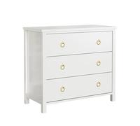 GarveeHome Cómoda Moderna 3 Cajones Blanca - Tiradores Dorados