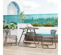 GarveeHome Conjunto Bistró Resistente y Ergonómico para Jardín - Mesa y Sillas Modernas De Hierro - Fácil De Limpiar, Compacto, Ideal para Terraza, Patio o Balcón