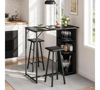 GarveeHome Conjunto de Mesa de Bar pequeña de 3 Piezas, Mesa Alta y 2 taburetes, 3 estantes de Almacenamiento, diseño Industrial Moderno, Ahorra Espacio, Ideal para Cocina, Comedor o Apartamentos