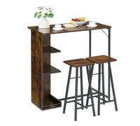 GarveeHome Conjunto de Mesa y sillas de Comedor de 3 Piezas para 2 Personas, Mesa Alta con estantes, diseño Compacto y rústico, Ideal para Apartamentos pequeños, Cocina o Bar en casa, Color clásico.