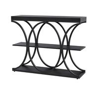 GarveeHome - Consola de Entrada escandinava de Madera, Mesa de Entrada con 2 estantes de Almacenamiento, Marco metálico, Mueble de Entrada, Mesa Auxiliar, Punta de sofá, para Entrada, salón, Pasillo