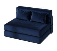 GarveeHome Convertible Folding Sofa Bed with Pillow - 2-in-1 Sleeper Chair - Portable Floor Lounger, Pull-out Futon Loveseat for Living Room & Bedroom - Soft Corduroy - Navy Blue