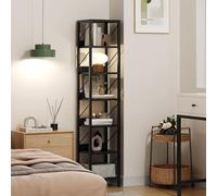GarveeHome Estantería Alta y Estrecha para Oficina de 6 Niveles - Librero Independiente con Estructura metálica Resistente - Diseño Industrial rústico Ideal para Esquinas y Espacios pequeños - Negro