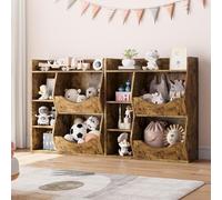 GarveeHome Estantería Infantil de Madera para niños - 3 Niveles y 5 Compartimentos - Doble Cara, Gran Capacidad para Libros y Juguetes - Ideal para Dormitorio, Sala de Juegos o guardería - Vintage