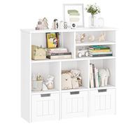 GarveeHome Estantería organizadora Multifuncional para Oficina y hogar - Librero Infantil con 3 cajones móviles y 6 Cubos - Ruedas Ocultas Blanco al Final