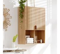 GarveeHome Gabinete de baño de Madera Natural montado en Pared - Puertas, estantes Ajustables y Espacio Abierto - Almacenaje Moderno sobre Inodoro para baño, lavandería, Cocina y Sala - Madera