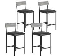 GarveeHome Juego de 4 taburetes de Bar con Respaldo y reposapiés - Tapizados en PU Gris, Montaje fácil Barra o Comedor pequeño - Color: Grey, Especificación: Four-Piece Bar Chair