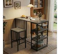 GarveeHome Juego de Comedor 3 Piezas con Mesa Rectangular y estantes - Diseño Moderno y Compacto - Metal y Madera Resistentes - Fácil de Montar Apartamentos, Estudios o Espacios pequeños