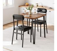 GarveeHome Juego de Comedor Compacto 3 Piezas - Mesa Cuadrada y 2 sillas tapizadas con Estructura metálica - Diseño Moderno para cocinas, Apartamentos y Espacios pequeños