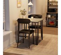 GarveeHome Juego de Comedor Moderno 3 Piezas - Mesa Cuadrada y 2 sillas tapizadas Espacios pequeños, Apartamentos y oficinas - Diseño Elegante, fácil de Limpiar - Color Gris