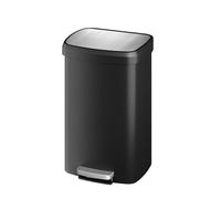 GarveeHome Juego de cubos de basura metálicos de 50L y 10L de acero inoxidable con tapa, cubo con pedal, cubo interior y asa trasera, color blanco (Bidón de cinta adhesiva de plástico negro, 50L)