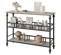 GarveeHome Mesa Consola Estrecha 43" - 3 Niveles con estantes - Mesa Auxiliar para recibidor, Sala, Pasillo o Dormitorio - Diseño rústico Moderno - Ideal detrás del sofá o Entrada - Color Gris