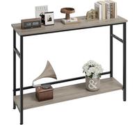 GarveeHome Mesa Consola Estrecha de 2 Pisos, Mesa Auxiliar con Estructura de Metal, Mesa de sofá con Estante Ajustable, para Pasillo, salón, 100 x 23 x 80 cm