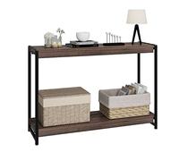 GarveeHome Mesa Consola rústica de 2 Niveles con Estante - Ideal para Entrada, Pasillo o detrás del sofá - Madera Resistente, fácil Montaje recibidor, Sala y Foyer - Color Nogal Oscuro