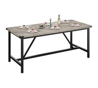 GarveeHome Mesa De Comedor Rectangular 180x75 cm, Estilo Industrial y Granja, para 6-8 Personas, MDF y Acero, Uso En Restaurantes, Oficina y Hogar