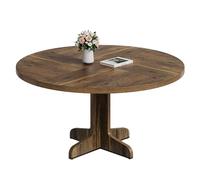 GarveeHome Mesa de Comedor Redonda 120 cm para 4-6 Personas - Estilo rústico - Tablero y Base de Madera Resistente - Ideal para Cocina o salón - Solo Mesa - Color Phoebe nanmu