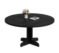 GarveeHome - Mesa de Comedor Redonda de 120 cm, para 4 Personas, Estilo rústico Moderno, con Patas Cruzadas de Metal y Bandeja de Madera, Ideal para Cocina, Comedor o salón