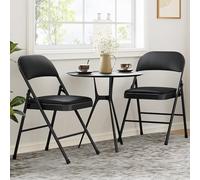 GarveeHome Metal Folding Dining Chairs, Set of 8 - Padded PU Leather Seat & High Back - Stackable Space-Saving, 350 LB Capacity, for Kitchen Home Office Parties Weddings