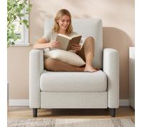 GarveeHome Modern Compact Loveseat Sofa - Mid-Century Upholstered Accent Chair, Sturdy Wood Legs, High-Density Foam, Removable Cover, Ergonomic Design for Living Room or Bedroom - Beige