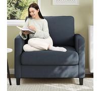 GarveeHome Modern Compact Loveseat Sofa - Soft Washable Upholstery, Sturdy Wood Frame, Tool-Complimentary Assembly, Space-Saving Design, Supports up to 204kg for Living Room or Bedroom - Blue-Gray