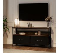 GarveeHome Mueble de TV para Televisores de 50 Pulgadas, Centro de Entretenimiento con 2 Cajones Plegables de Tela, Estantes Abiertos y Patas Ajustables para Salón, Dormitorio,99 x 30 x 57 cm,Rústico